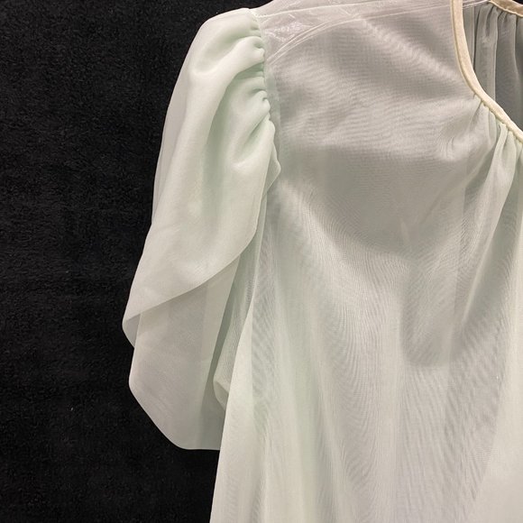 Vanity Fair- VINTAGE - 1960s 1970s Nightgown & Robe 2PC Set- Mint Green - Sz S - Picture 13 of 16